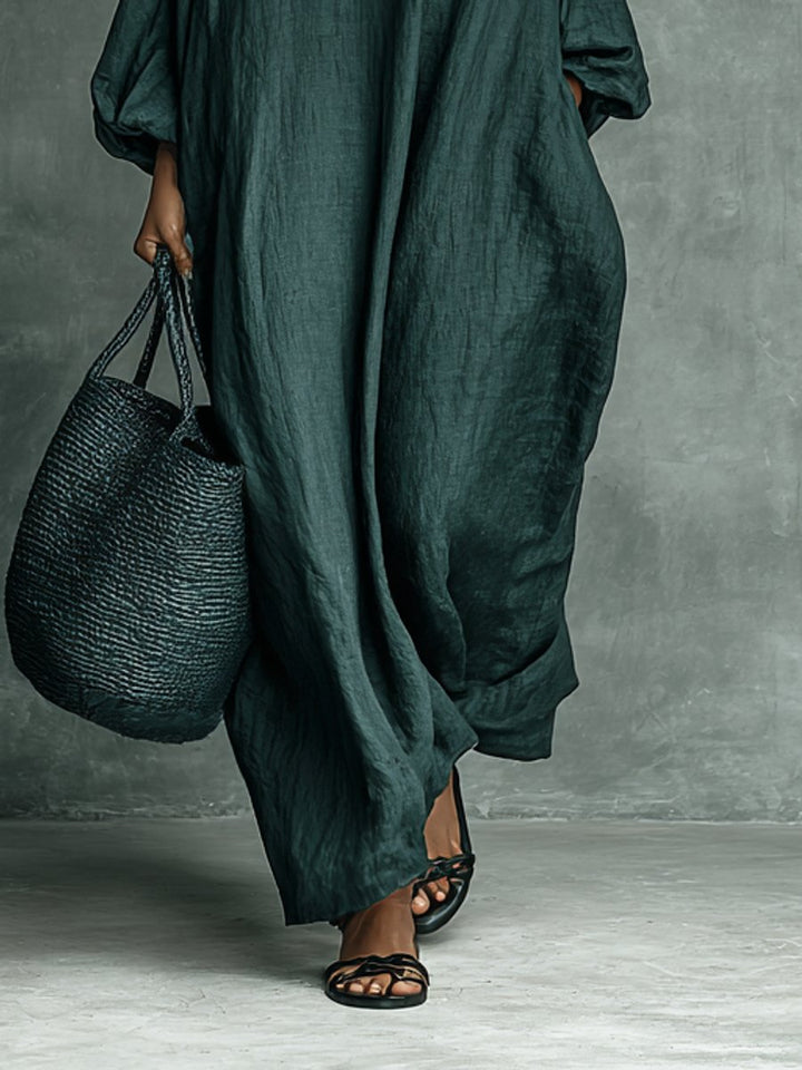 Women's Floral Embroidered Mock Neck Long Sleeve Maxi Dress