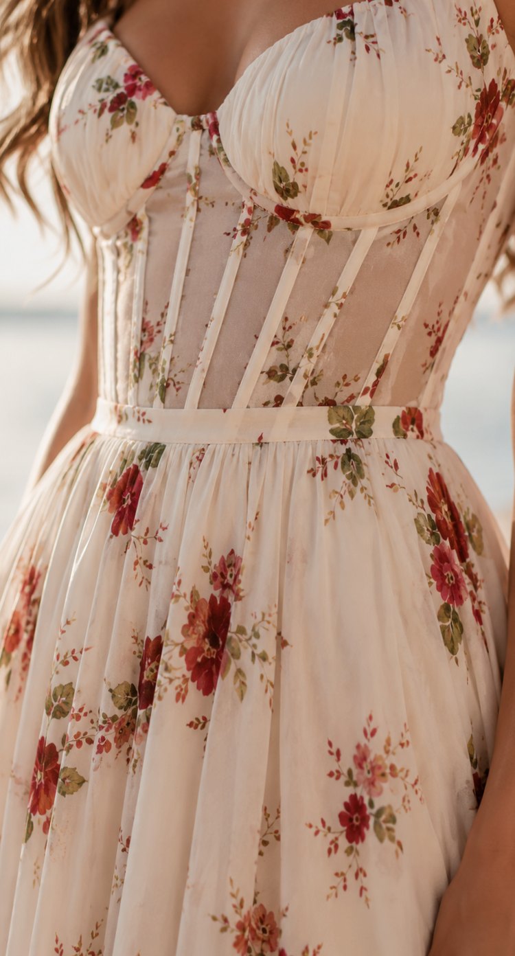 Women's Floral Maxi Barcelona Dress Spaghetti Strap Front Slit