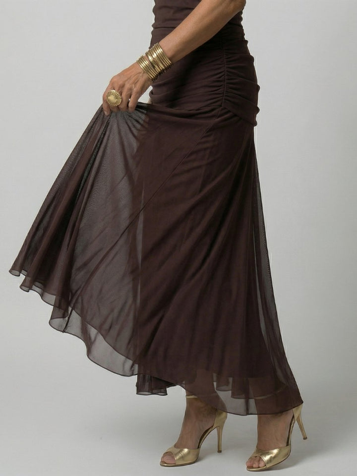 Women's Floral Off-Shoulder Draped V-Neck Midi Dress