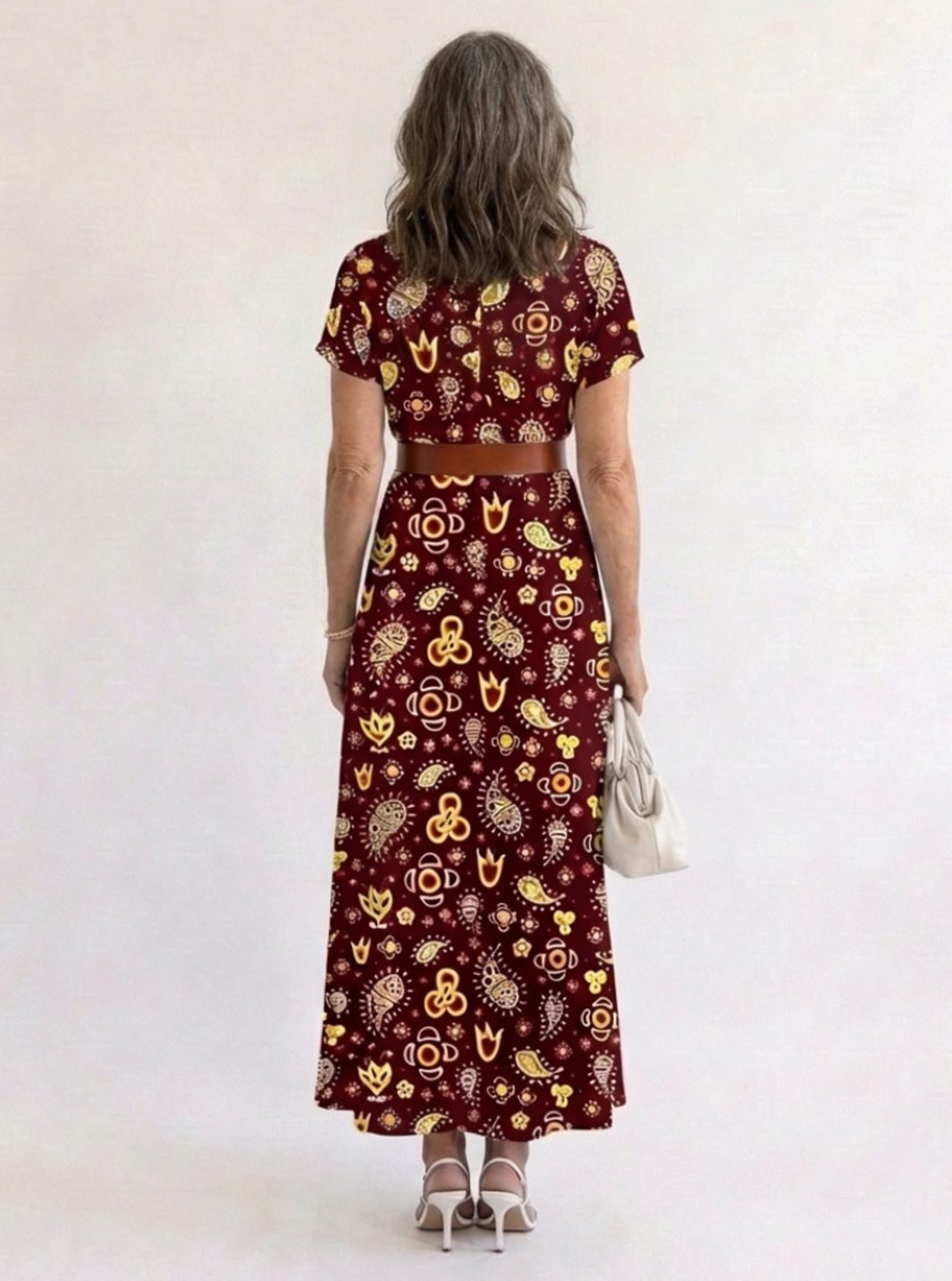 Women's Floral V-Neck Short Sleeve Maxi Dress