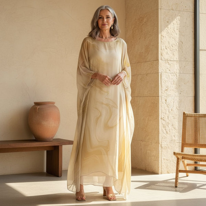 Women's Flowy Batwing-Sleeve Maxi Long Sleeve Dress