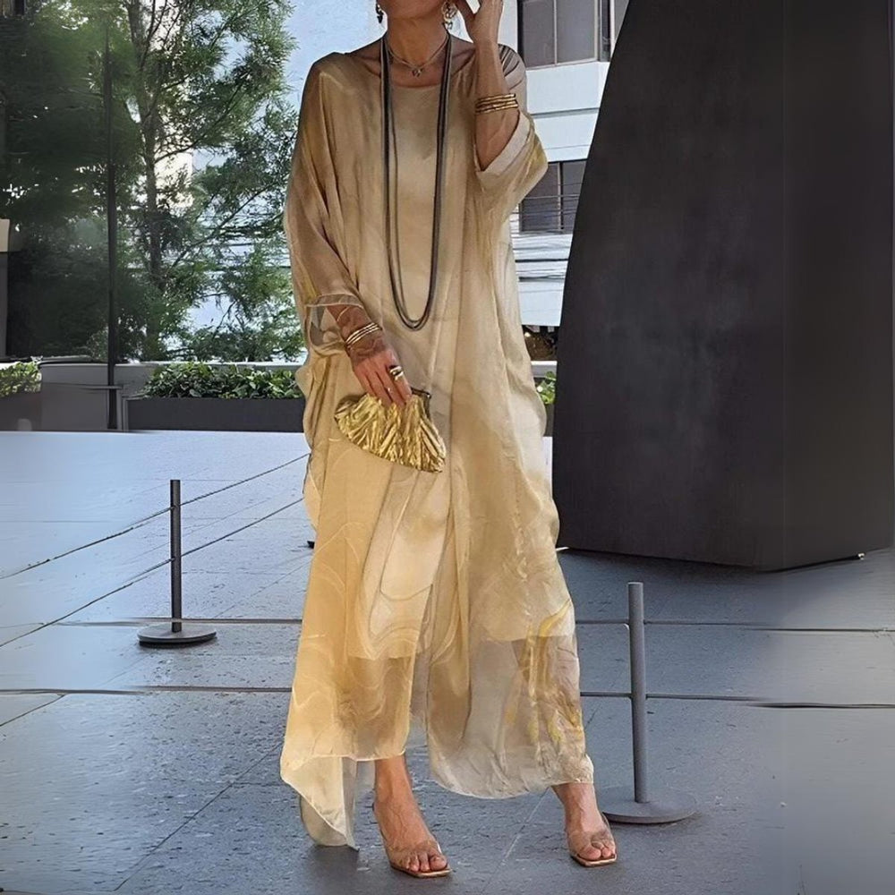 Women's Flowy Batwing-Sleeve Maxi Long Sleeve Dress