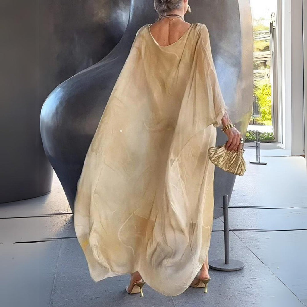 Women's Flowy Batwing-Sleeve Maxi Long Sleeve Dress
