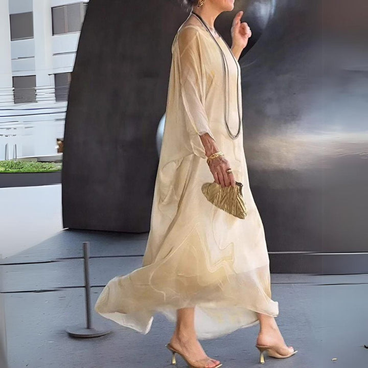 Women's Flowy Batwing-Sleeve Maxi Long Sleeve Dress