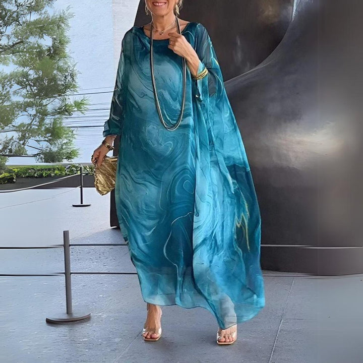 Women's Flowy Batwing-Sleeve Maxi Long Sleeve Dress