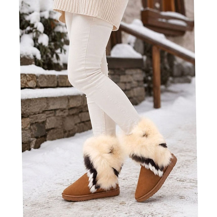Women's Fluffy Fur-Trim Slip-On Snow Boots