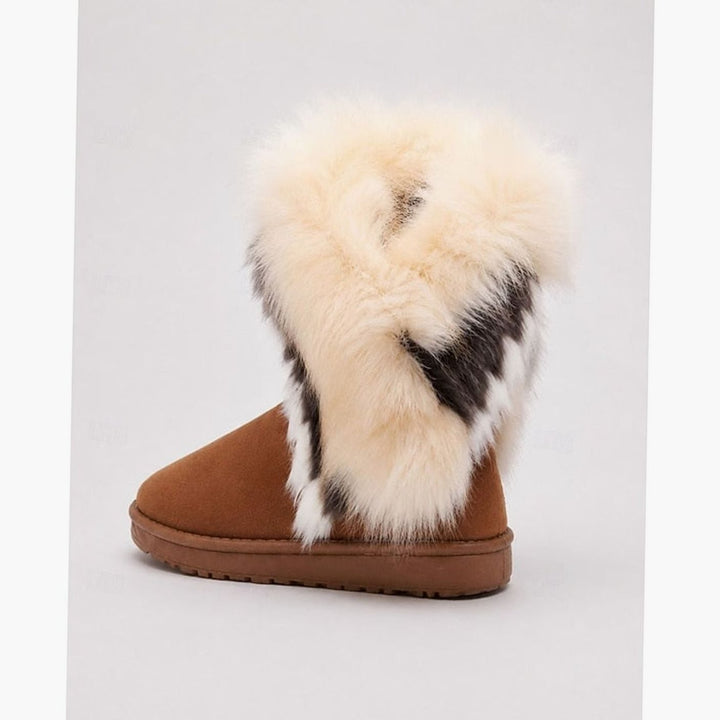 Women's Fluffy Fur-Trim Slip-On Snow Boots