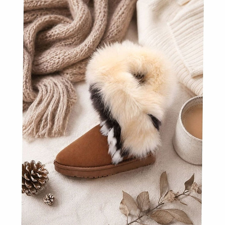Women's Fluffy Fur-Trim Slip-On Snow Boots