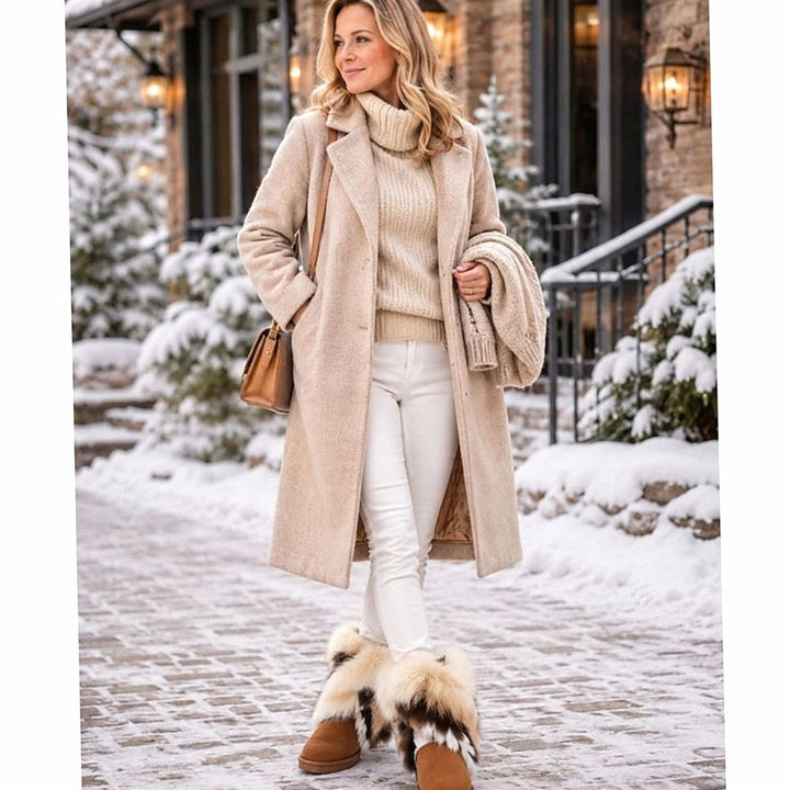 Women's Fluffy Fur-Trim Slip-On Snow Boots