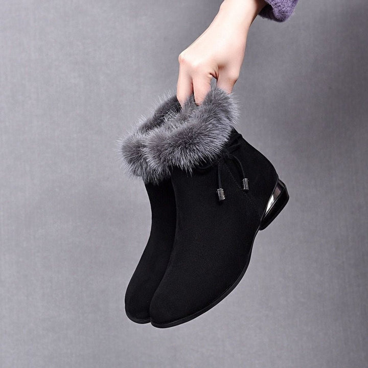 Women's Fur-Trim Suede Flat Ankle Boots