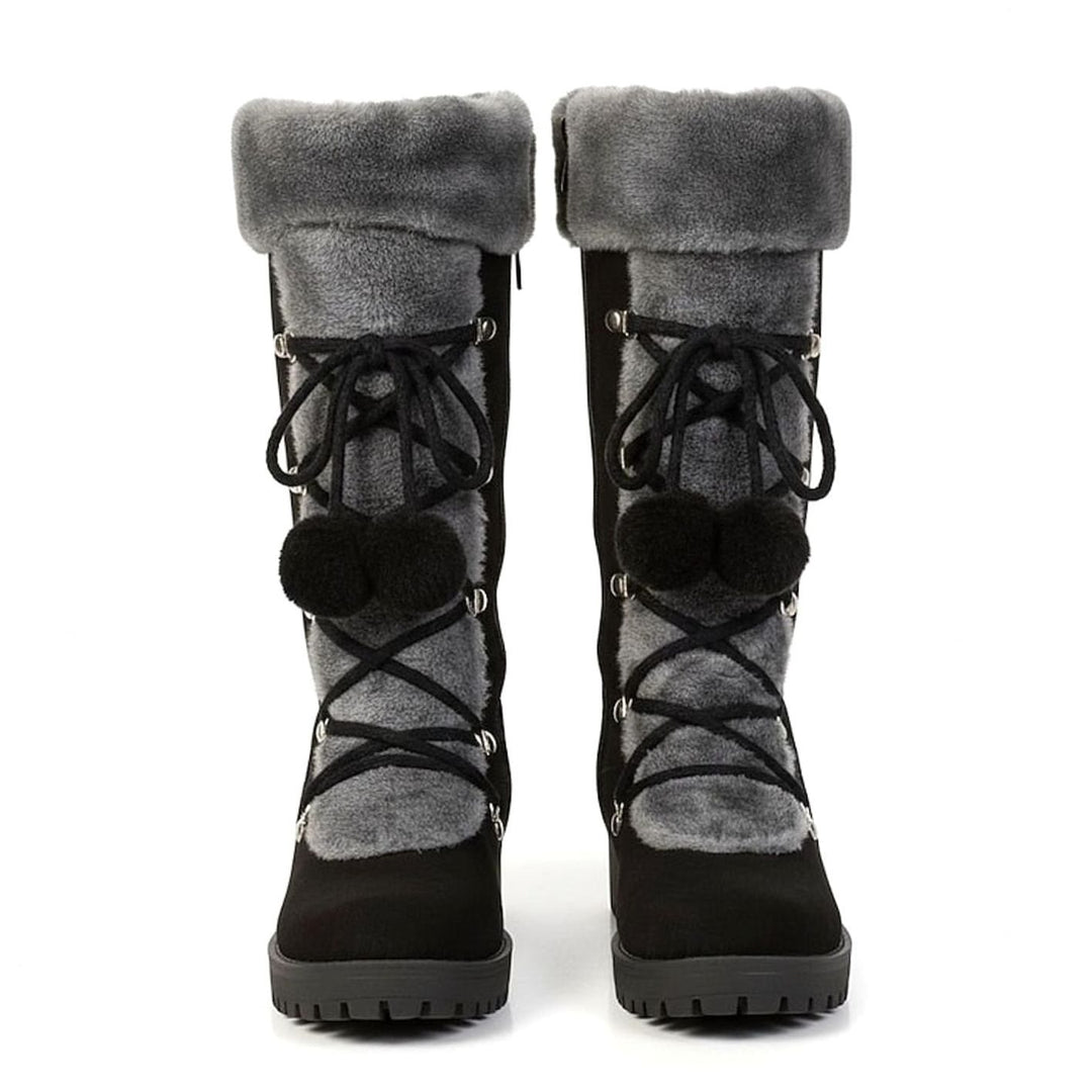 Women's Fur-Trimmed Lace-Up Mid-Calf Snow Boots