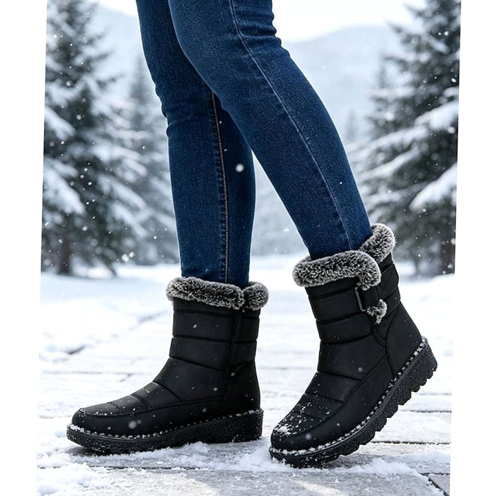 Women's Fur-Trimmed Quilted Snow Boots Waterproof Winter