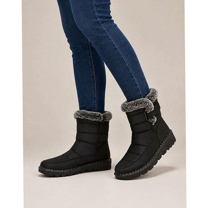 Women's Fur-Trimmed Quilted Snow Boots Waterproof Winter