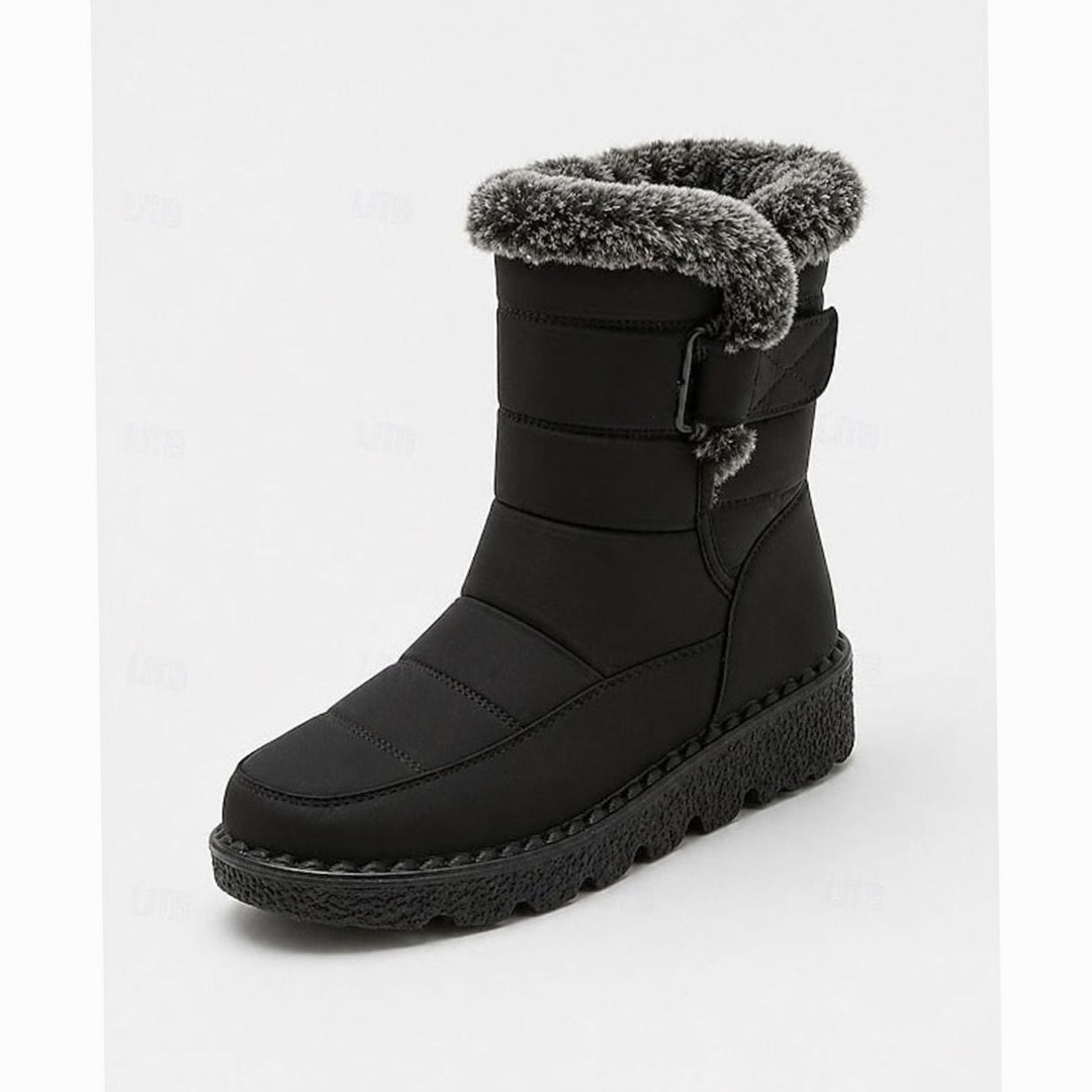 Women's Fur-Trimmed Quilted Snow Boots Waterproof Winter