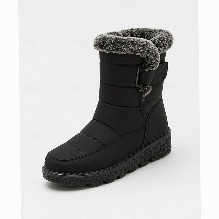 Women's Fur-Trimmed Quilted Snow Boots Waterproof Winter