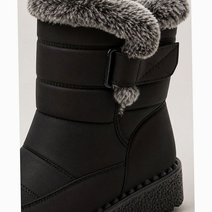 Women's Fur-Trimmed Quilted Snow Boots Waterproof Winter