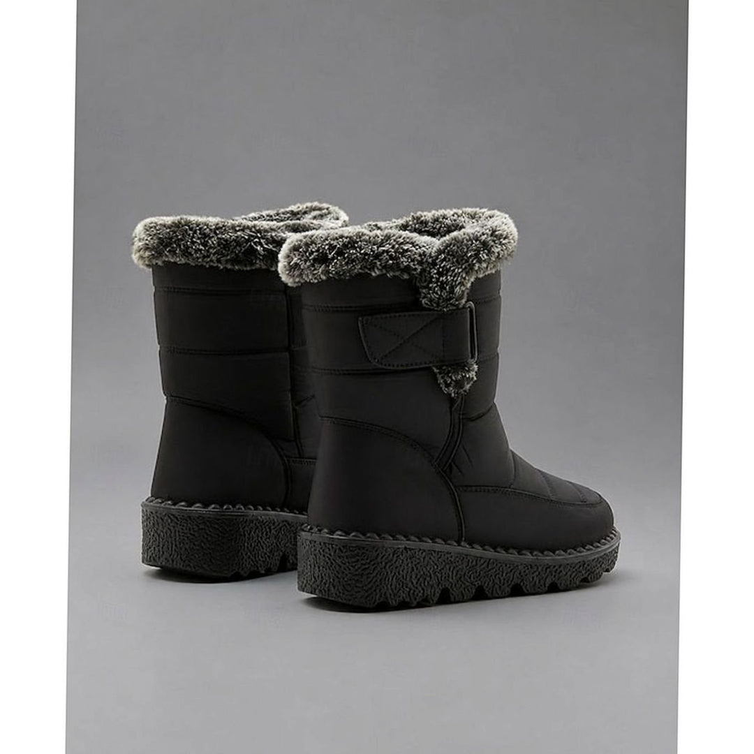 Women's Fur-Trimmed Quilted Snow Boots Waterproof Winter