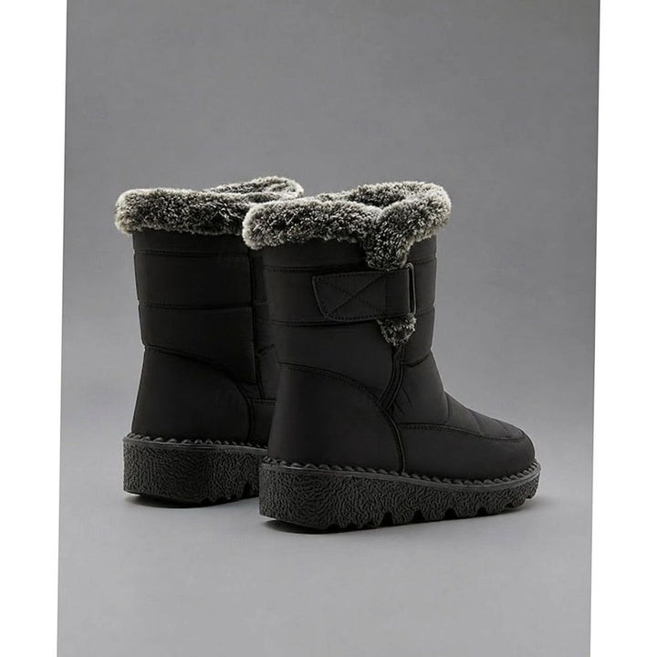 Women's Fur-Trimmed Quilted Snow Boots Waterproof Winter