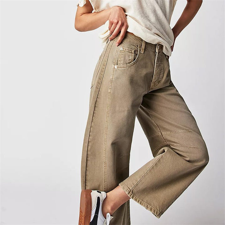 Women's High-Rise Barrel Leg Relaxed-Fit Acid-Wash Jeans