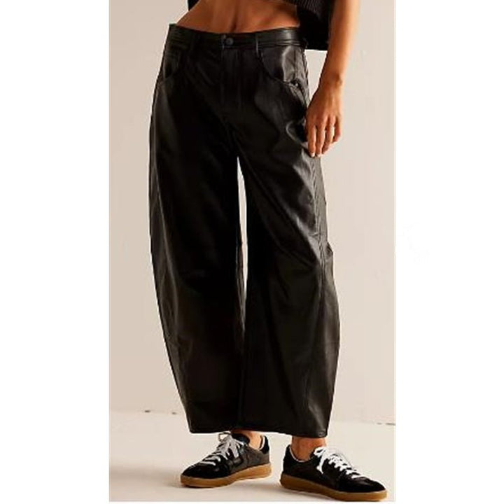 Women's High-Rise Barrel Leg Relaxed-Fit Acid-Wash Jeans