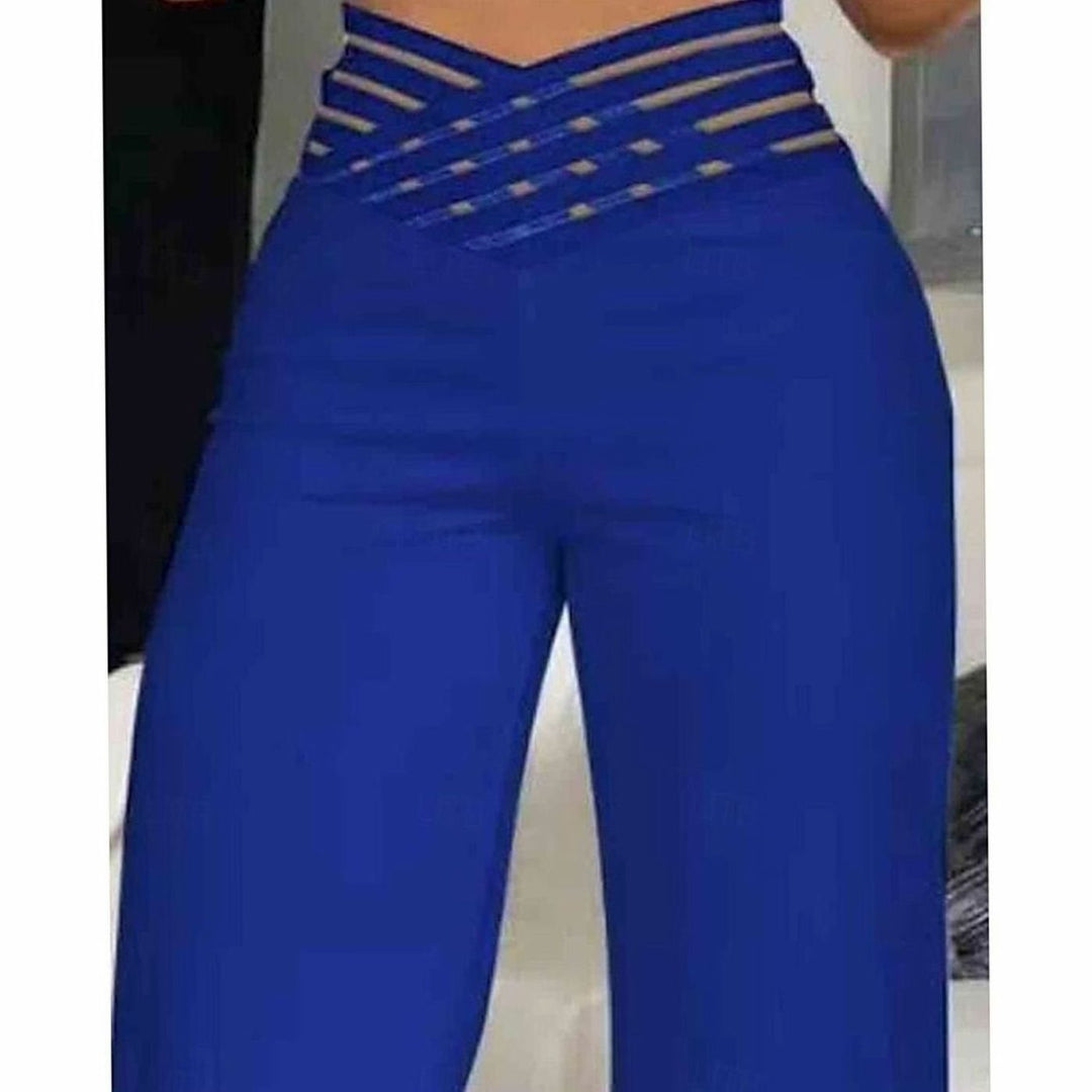 Women's High-Waist Wide-Leg Crossover Waistband Pants