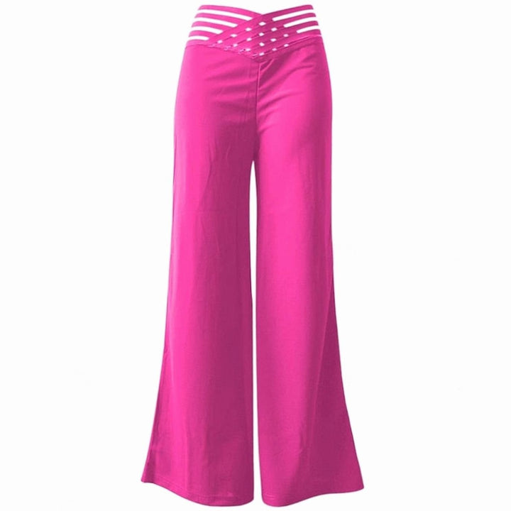 Women's High-Waist Wide-Leg Crossover Waistband Pants