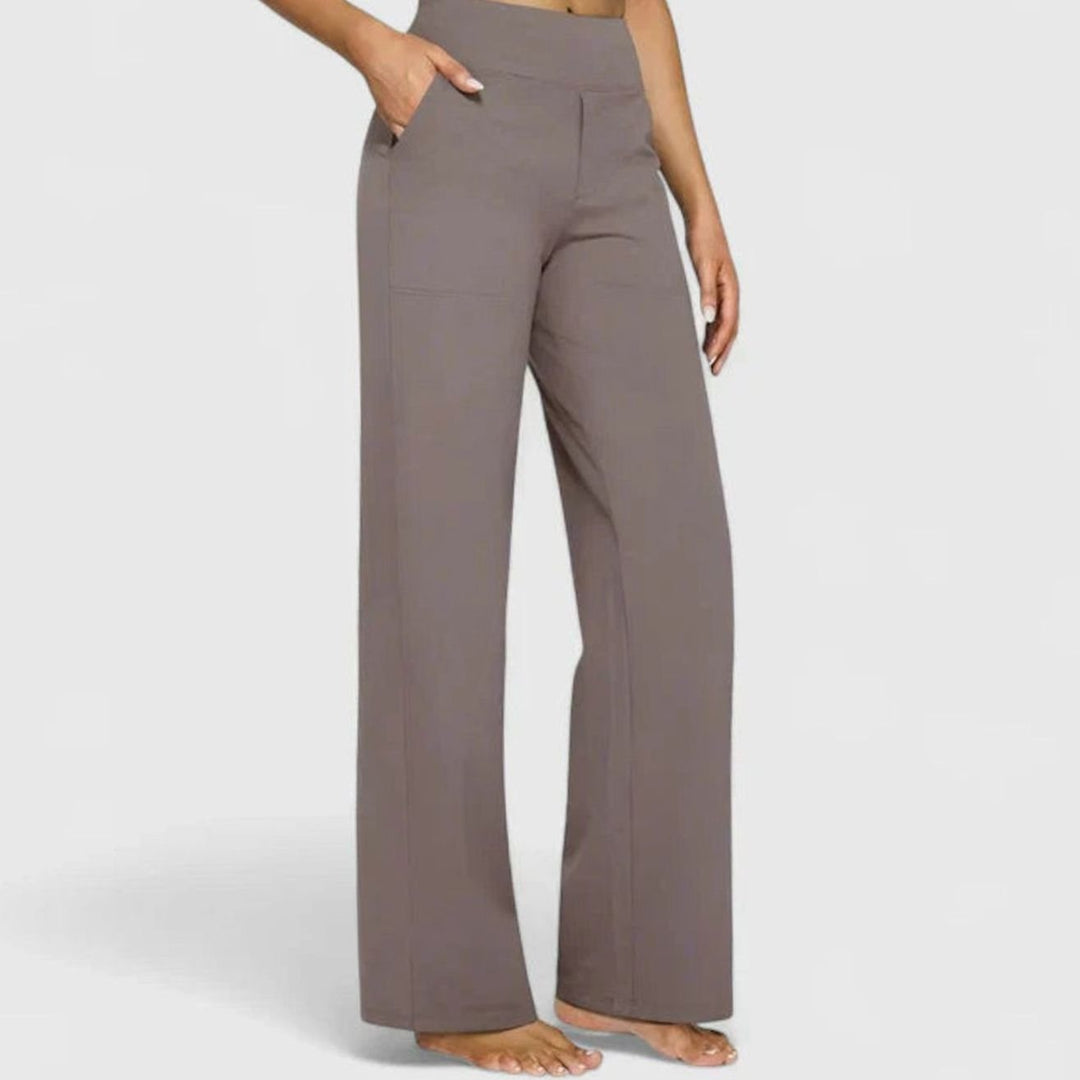 Women's High-Waist Wide-Leg Dressy Trousers for Ladies - Taupe