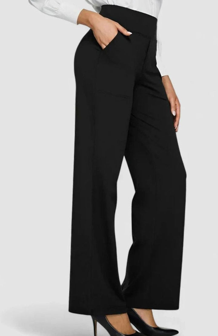 Women's High-Waist Wide-Leg Dressy Trousers for Ladies - Black