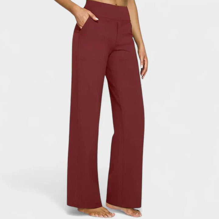 Women's High-Waist Wide-Leg Dressy Trousers for Ladies - Red