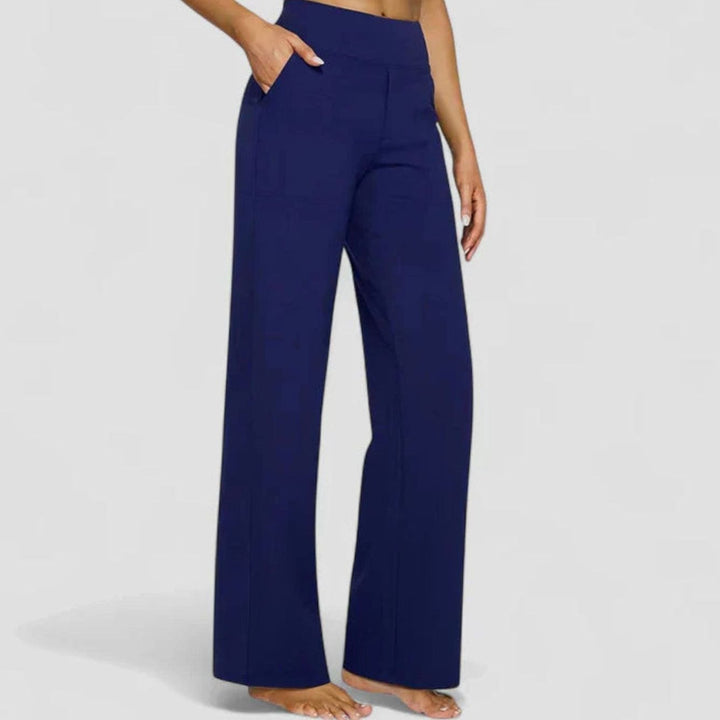 Women's High-Waist Wide-Leg Dressy Trousers for Ladies - Blue