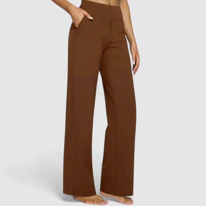 Women's High-Waist Wide-Leg Dressy Trousers for Ladies - Brown