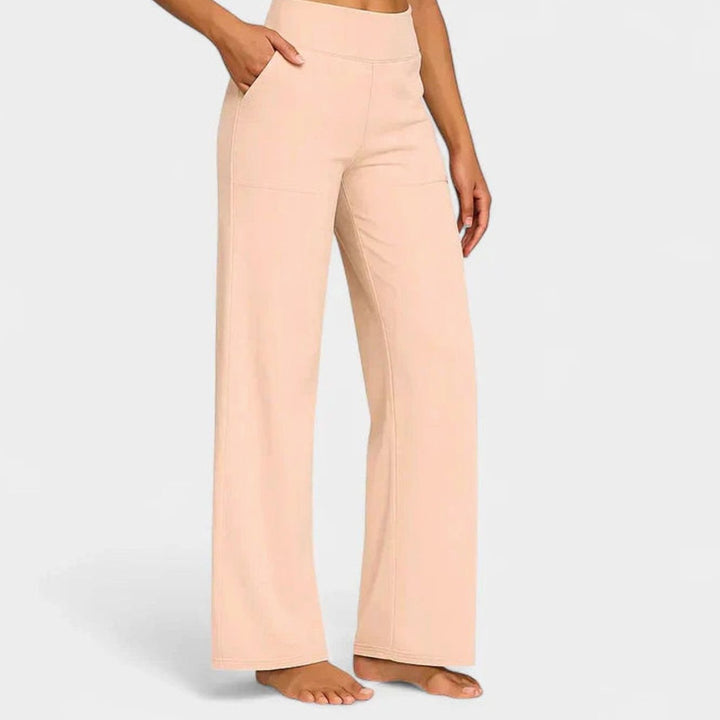 Women's High-Waist Wide-Leg Dressy Trousers for Ladies - Apricot
