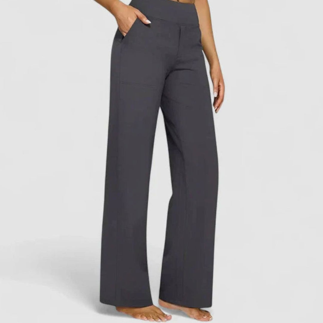 Women's High-Waist Wide-Leg Dressy Trousers for Ladies - Gray