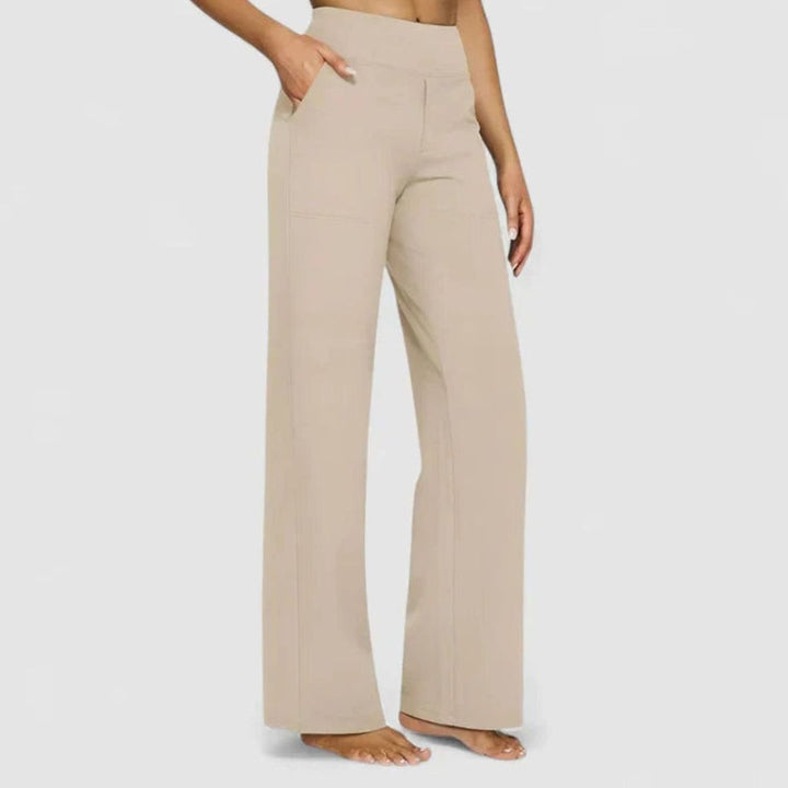 Women's High-Waist Wide-Leg Dressy Trousers for Ladies - Cream