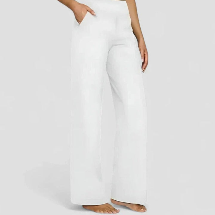 Women's High-Waist Wide-Leg Dressy Trousers for Ladies - White