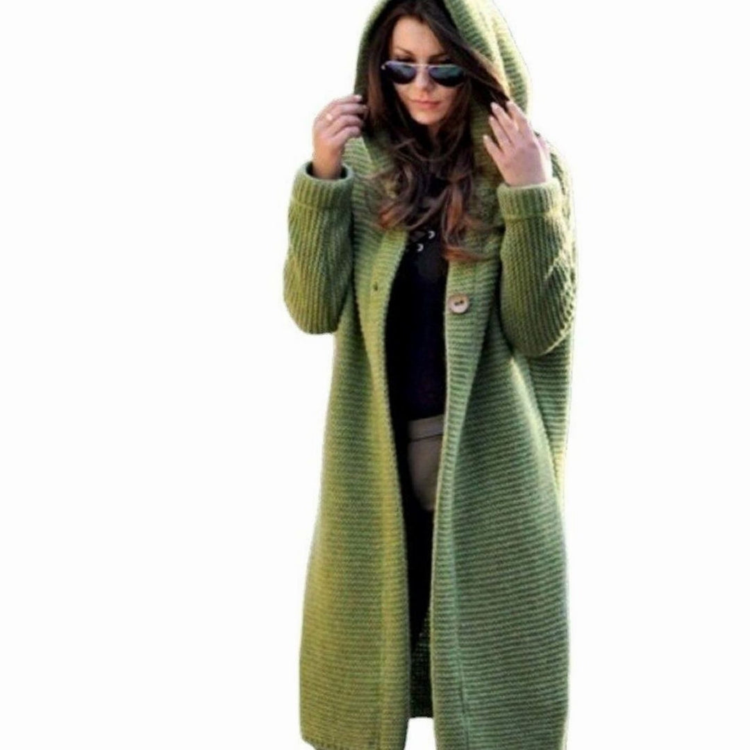 Women's Hooded Long Knit Maxi Cardigan Open Front Sweater