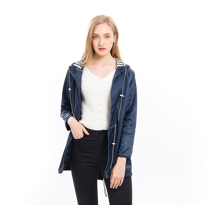 Women's Hooded Zip-Up Waterproof Raincoat Coat