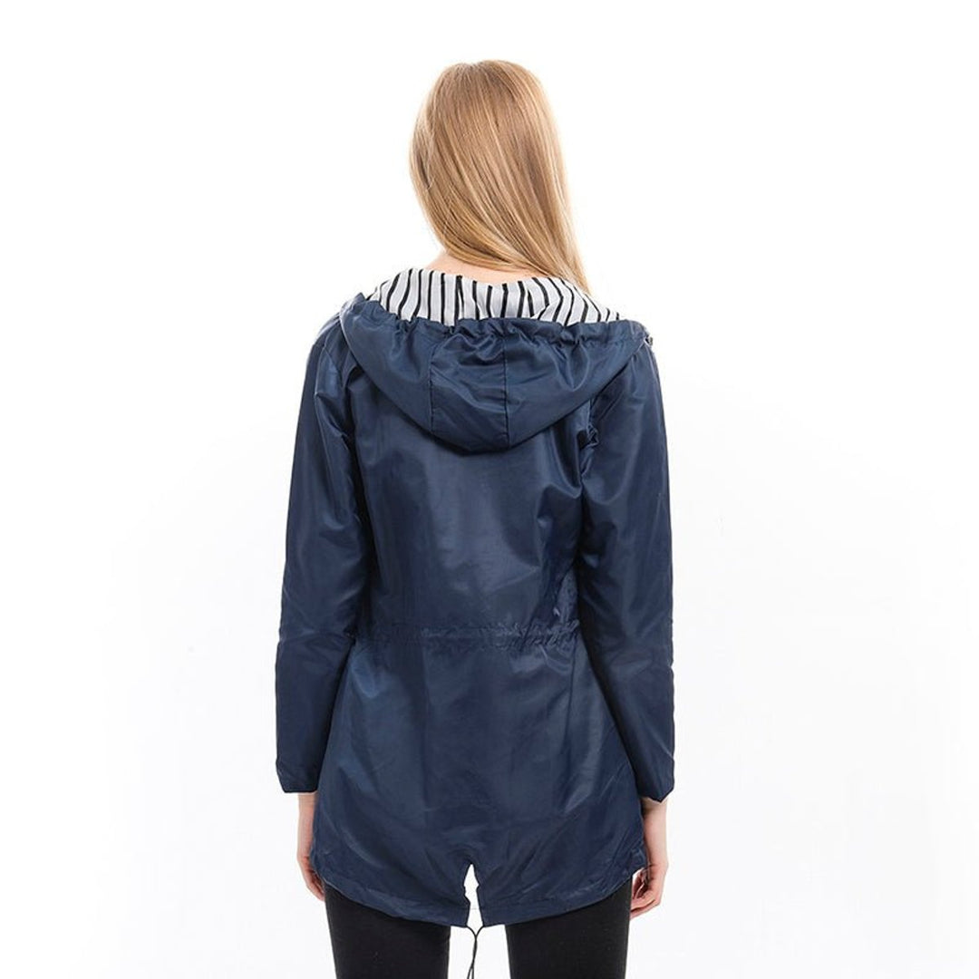 Women's Hooded Zip-Up Waterproof Raincoat Coat