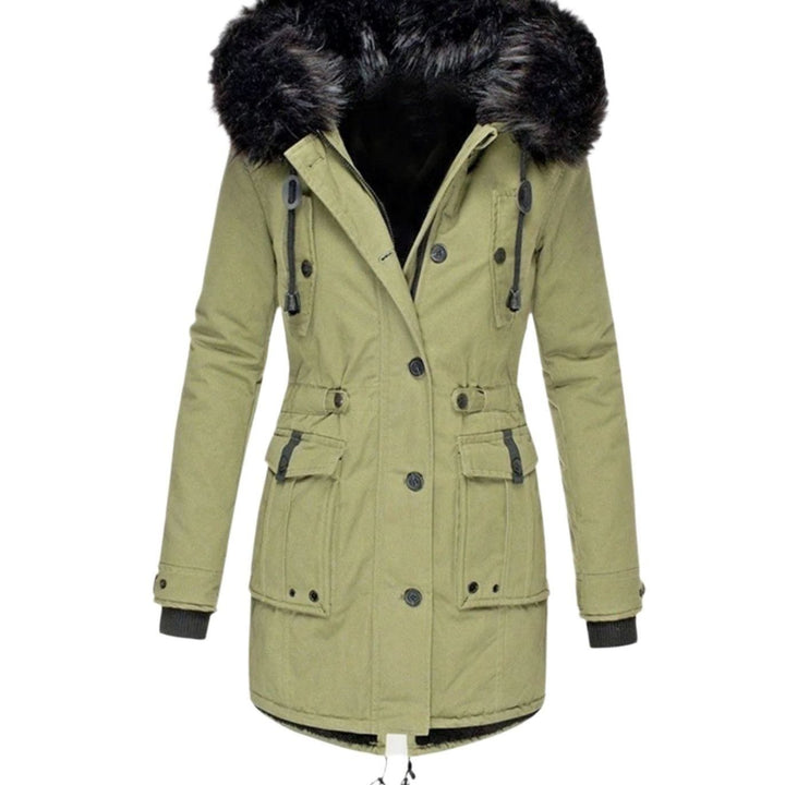 Women's Insulated Faux Fur Hooded Winter Parka Coat - Green