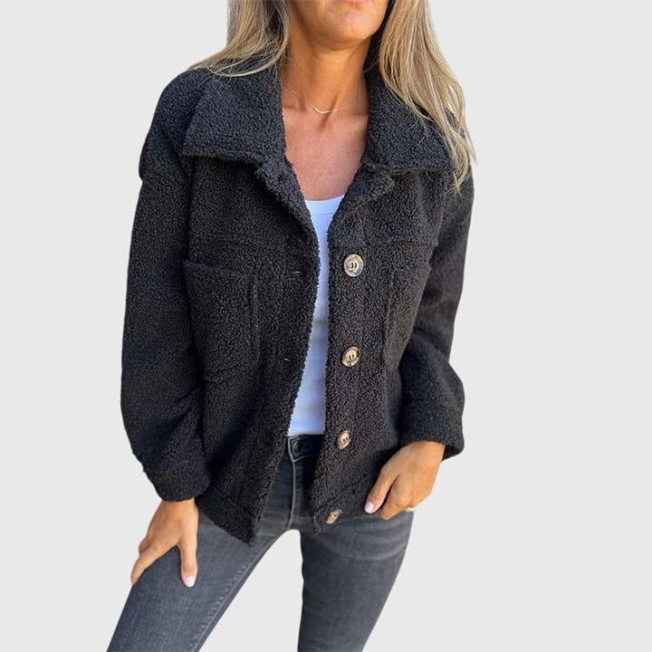 Women's Jacket Cozy Sherpa Button-Front Teddy Coat - Black
