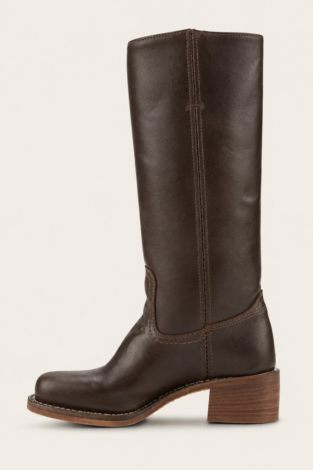 Women's Knee-High Slim-Fit Stacked-Heel Leather Riding Boots