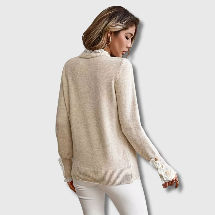 Women's Lace-Trim Button-Cuff Knit Sweater