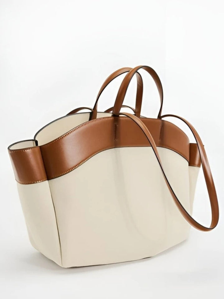 Women's Large Canvas Tote Bag Leather-Trim Shoulder Shopper