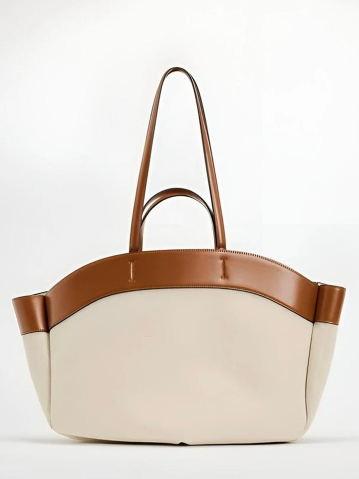 Women's Large Canvas Tote Bag Leather-Trim Shoulder Shopper