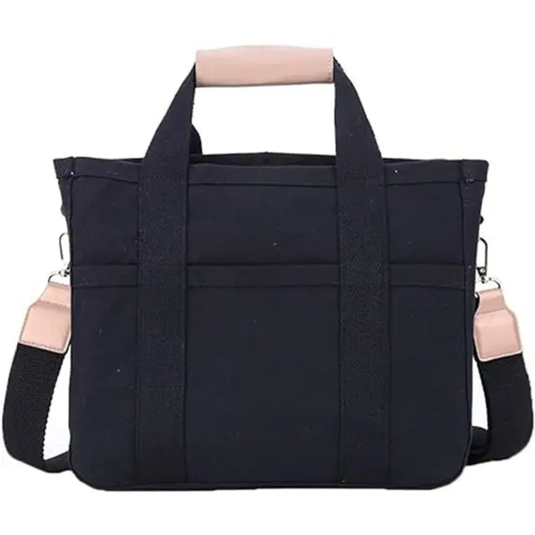 Women's Large-Capacity Multi-Pocket Canvas Tote Bag Crossbody Shoulder - Schwarz