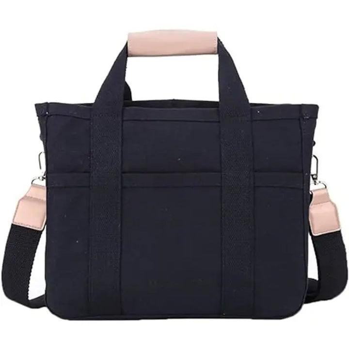 Women's Large-Capacity Multi-Pocket Canvas Tote Bag Crossbody Shoulder - Schwarz