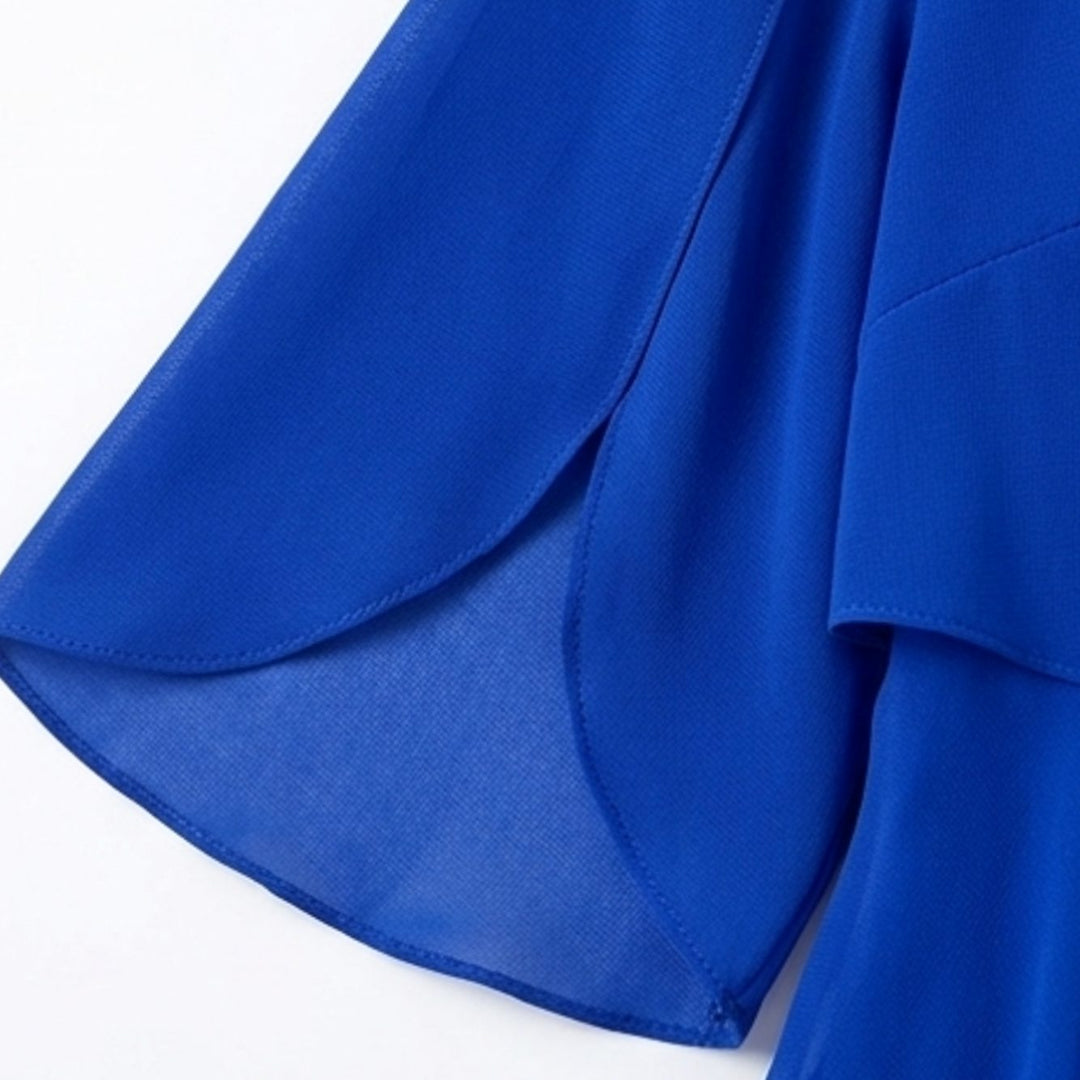Women's Layered Ruffle Dress Flutter Sleeve Chiffon Midi