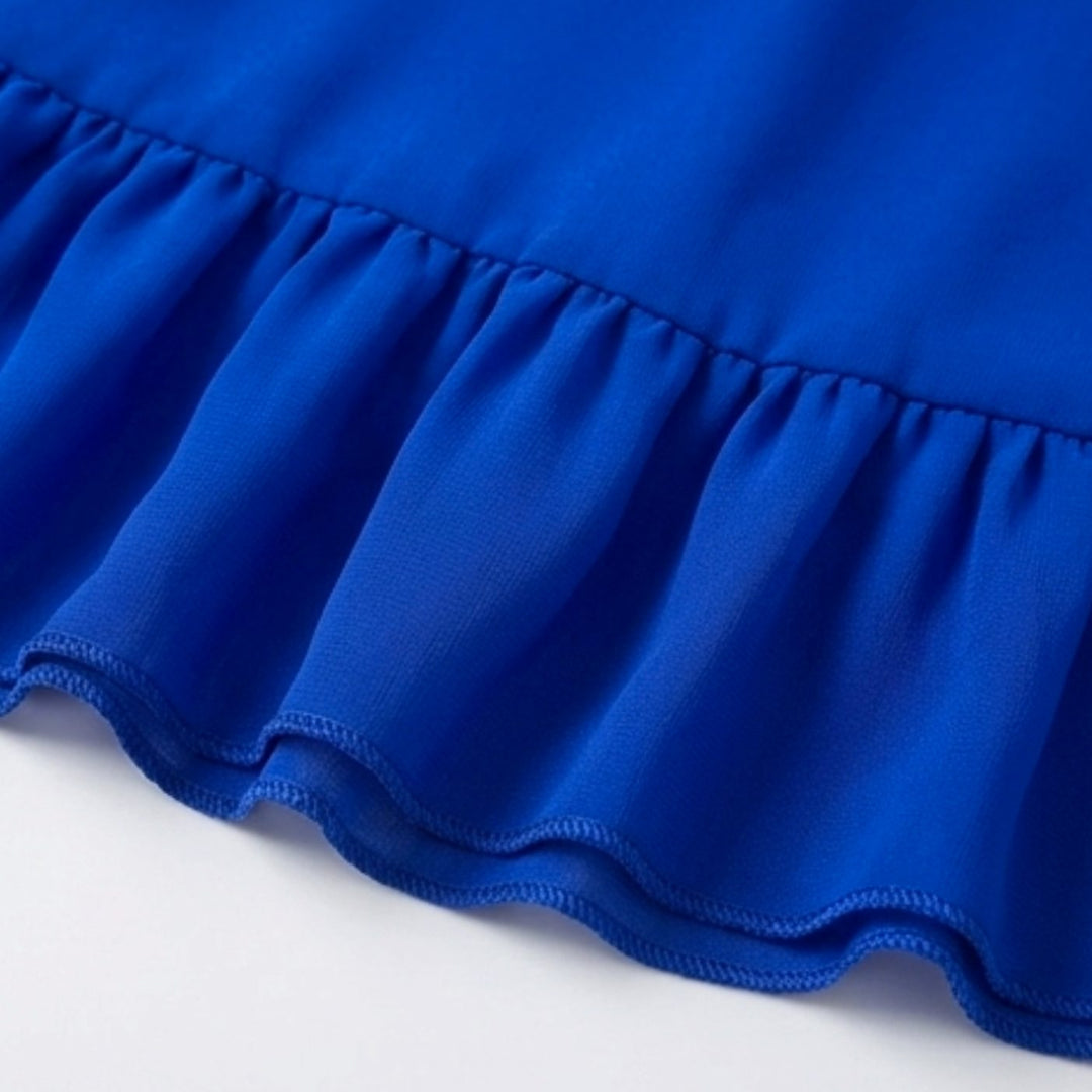 Women's Layered Ruffle Dress Flutter Sleeve Chiffon Midi