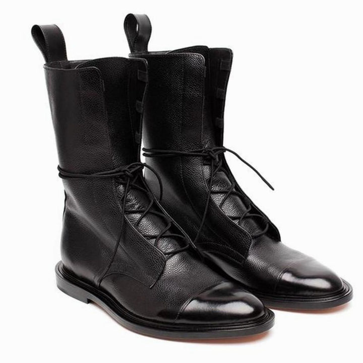 Women's Leather Lace-Up Cap-Toe Ankle Boots