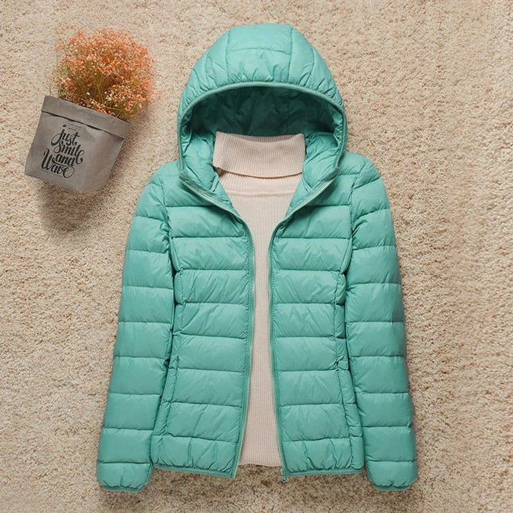 Women's Lightweight Hooded Quilted Jacket Packable Puffer - Turquoise